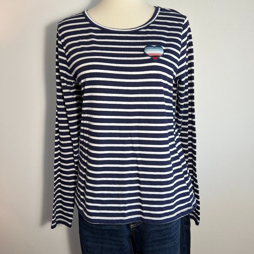 EV1 Navy/White Striped long sleeve shirt size M